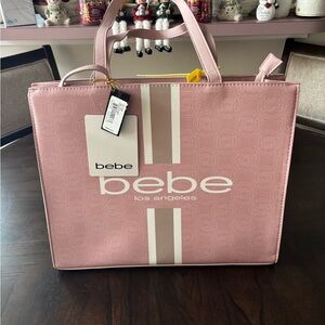 Bebe Light Pink Tote with White Accents